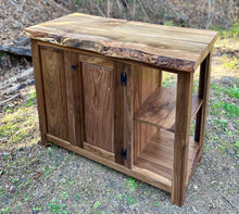 Foxcreek Baskets Black Walnut Kitchen Island with Live Edge Ambrosía Maple Slab